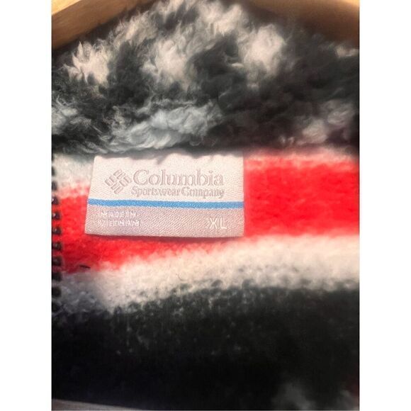 Columbia Women's L West Bend 1/4 Zip Fuzzy Pullover Red Black Faire Isle Ski New - Picture 16 of 16
